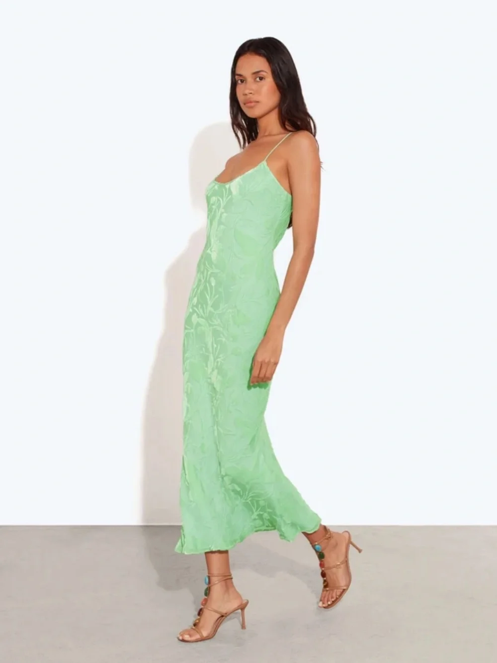 NWT Rat & Boa Eva Dress XS Green Slip Midi Dress